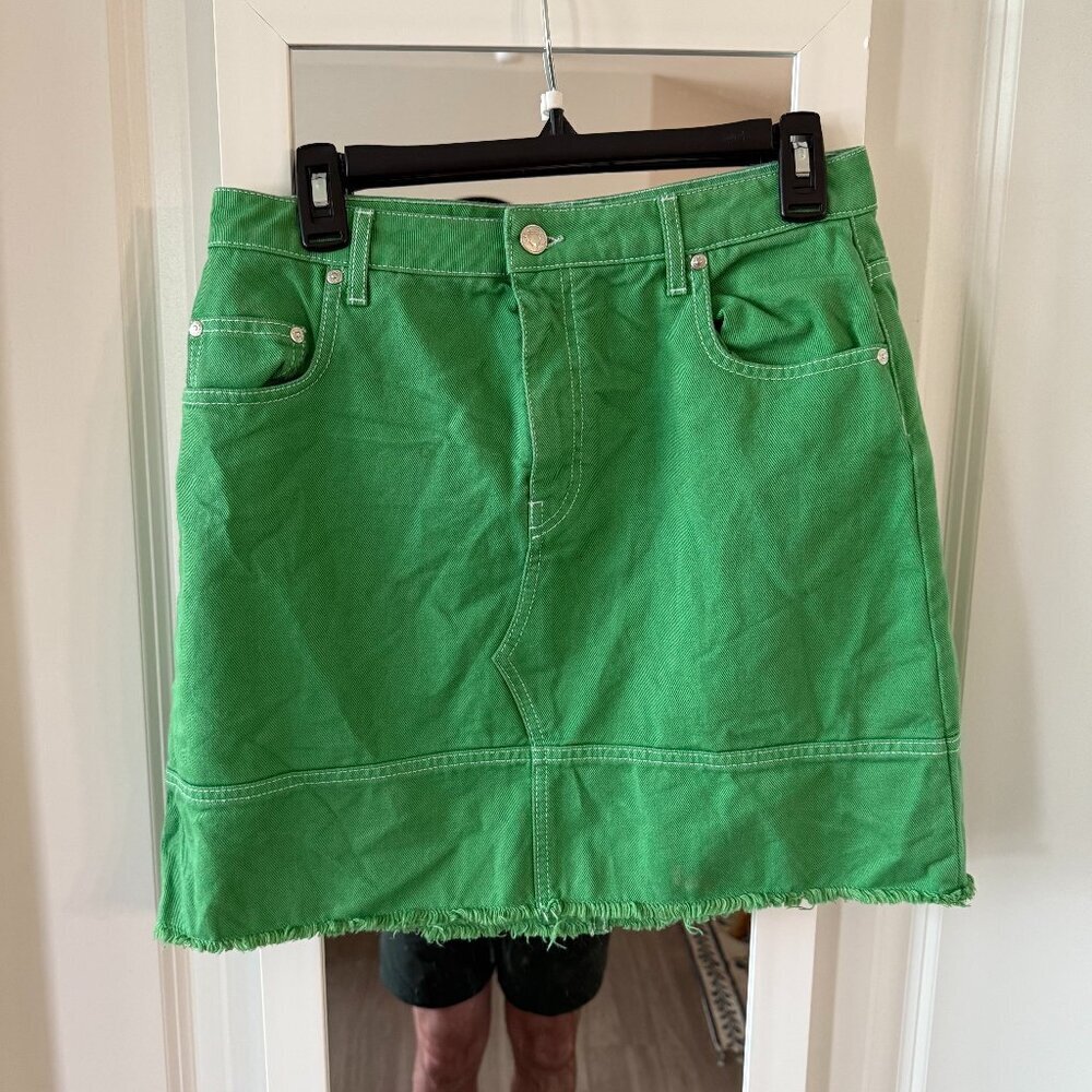 MSGM Raw Hem Mini Skirt Size 46 Color Green